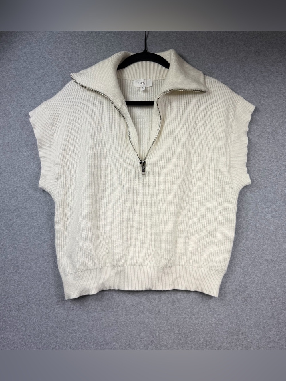 HERSY Cream Knit Sleeveless Half Zip Pullover Sweater Vest Womens Size Small